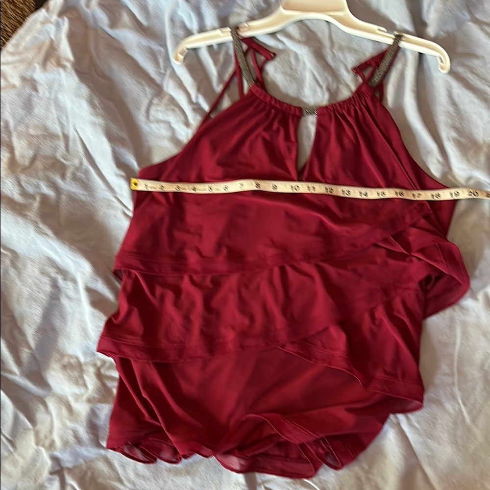 White House Black Market Red Tiered Blouse
